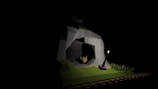 a dragon sleeps in a dark cave lit by a tiny lantern